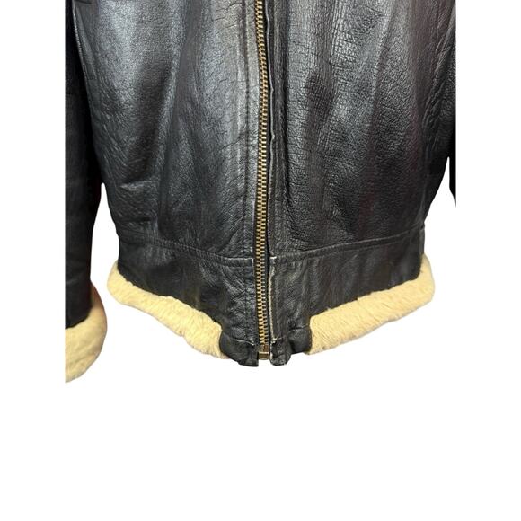 J. Elkin Alamo Uomo Faux Shearling Leather Aviator Jacket Brown Size Large - Picture 6 of 13